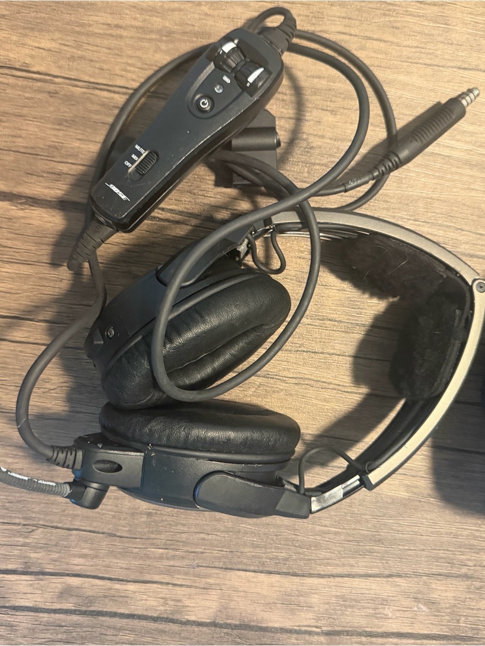 Black Over-Ear Bose Aviation Headphones with Inline Controls